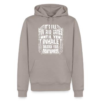 Trompettiste Trompette Instrument Cuivres Musique - Sweat à capuche Premium bio Homme - taupe - Devant - Nico (187cm)