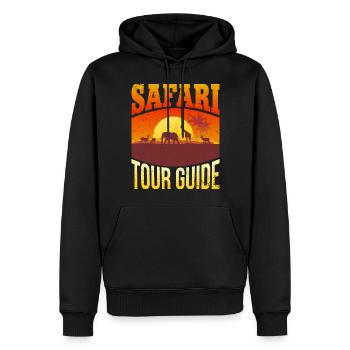 Safari Tour Guide Afrique Vintage Animaux Sauvages - Sweat à capuche Premium bio Homme - noir - Devant - Nico (187cm)