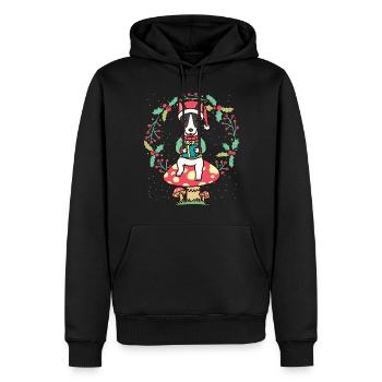 Rat Terrier Hund Auf Pilz Weihnachtskranz - Männer Premium Bio Hoodie - Schwarz - Vorne - Nico (187cm)