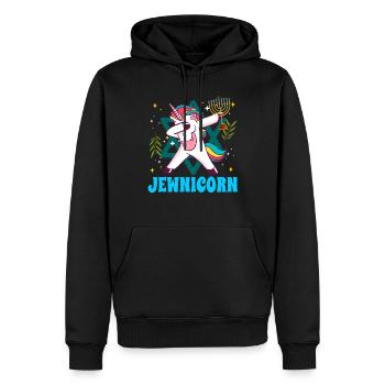 Licorne Evnicorne Hanoukka - Sweat à capuche Premium bio Homme - noir - Devant - Nico (187cm)