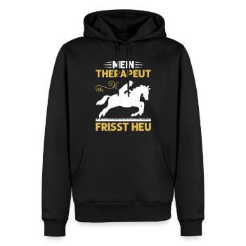 Mein Therapeut Frisst Heu Reiten - Männer Premium Bio Hoodie - Schwarz - Vorne - Nico (187cm)