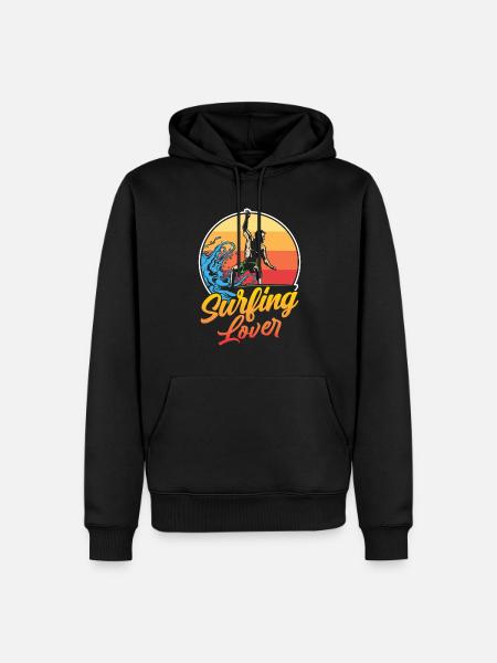 Surfing Lovers Surfboard Surfer Surfing - Men’s Premium Organic Hoodie - black