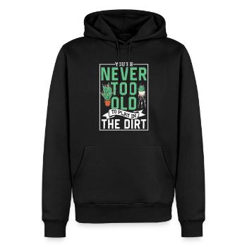 Tu n’es jamais trop vieux pour jouer dans la terre grand-père - Sweat à capuche Premium bio Homme - noir - Devant - Nico (187cm)