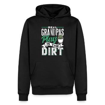 De vrais grands-pères jouant au jardinage dans la terre - Sweat à capuche Premium bio Homme - noir - Devant - Nico (187cm)