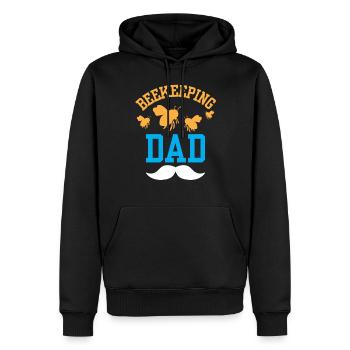 Apiculture Papa Apiculteurs Apiculteurs Abeilles mellifères - Sweat à capuche Premium bio Homme - noir - Devant - Nico (187cm)