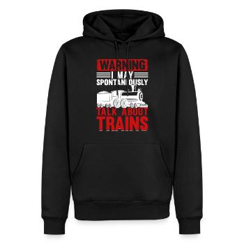 Locomotive - Avertissement je peux spontanément parler Abou - Sweat à capuche Premium bio Homme - noir - Devant - Nico (187cm)