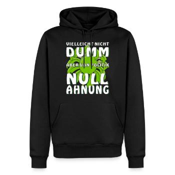 VIELLEICHT NICHT DUMM ABER VON POLITIK NULL AHNUNG - Männer Premium Bio Hoodie - Schwarz - Vorne - Nico (187cm)