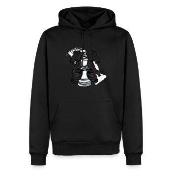 Pièces d’échecs - Sweat à capuche Premium bio Homme - noir - Devant - Nico (187cm)
