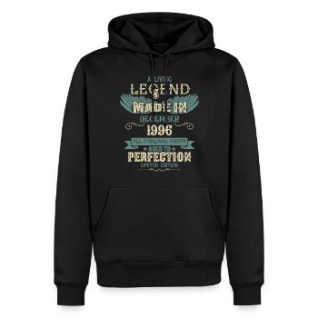Décembre 1996 Millésime anniversaire - Sweat à capuche Premium bio Homme - noir - Devant - Nico (187cm)