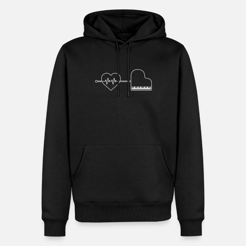 Klavier Herzschlag - Männer Premium Bio Hoodie - Schwarz