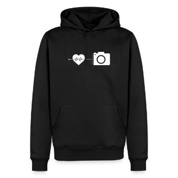 Caméra Photographie Heartbeat - Sweat à capuche Premium bio Homme - noir - Devant - Nico (187cm)