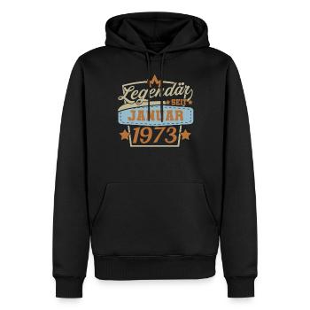 Legendär seit Januar 1973 Retro Geburtstag Sprüche - Männer Premium Bio Hoodie - Schwarz - Vorne - Nico (187cm)