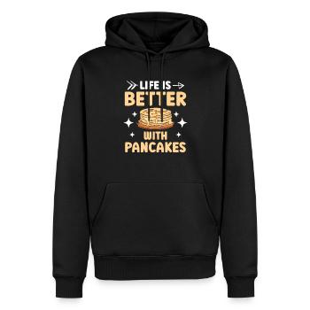 Das Leben Ist Besser Mit Pfannkuchen - Männer Premium Bio Hoodie - Schwarz - Vorne - Nico (187cm)