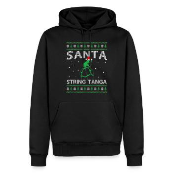 Père Noël portant une ficelle Tanga - Noël moche - Sweat à capuche Premium bio Homme - noir - Devant - Nico (187cm)