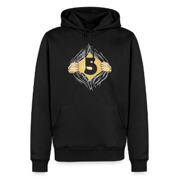 5 HEMD AUFZIEHEN - Männer Premium Bio Hoodie - Schwarz - Vorne - Nico (187cm)
