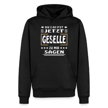 DU DARFST JETZT GESELLE ZU MIR SAGEN - Männer Premium Bio Hoodie - Schwarz - Vorne - Nico (187cm)