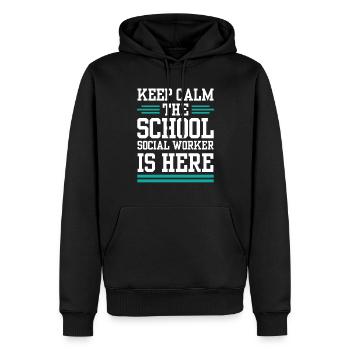 Ruhe Bewahren Der Schulsozialarbeiter Ist Da Beruf - Männer Premium Bio Hoodie - Schwarz - Vorne - Nico (187cm)