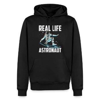 Real Life Astronaut Weltraum Astronomie Rakete - Männer Premium Bio Hoodie - Schwarz - Vorne - Nico (187cm)