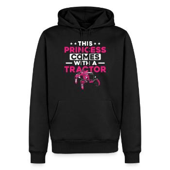 Agricultrice Fille Tracteur féminin - Sweat à capuche Premium bio Homme - noir - Devant - Nico (187cm)