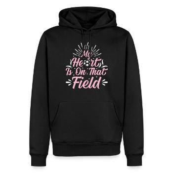 Mon cœur est sur ce terrain - Jouer au soccer - Sweat à capuche Premium bio Homme - noir - Devant - Nico (187cm)