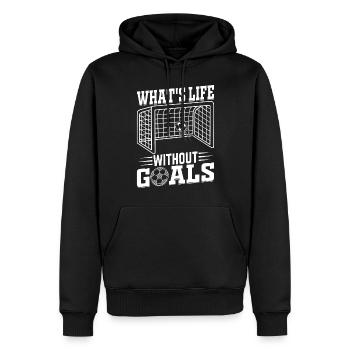 What's Life Without Goals Soccer Quotes - Soccer - Männer Premium Bio Hoodie - Schwarz - Vorne - Nico (187cm)