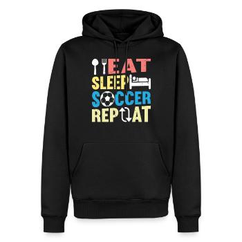Eat Sleep Soccer Repeat - Soccer Player Soccer Lov - Männer Premium Bio Hoodie - Schwarz - Vorne - Nico (187cm)