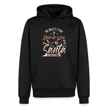 Be nice to the Hairdresser santa is watching - Männer Premium Bio Hoodie - Schwarz - Vorne - Nico (187cm)
