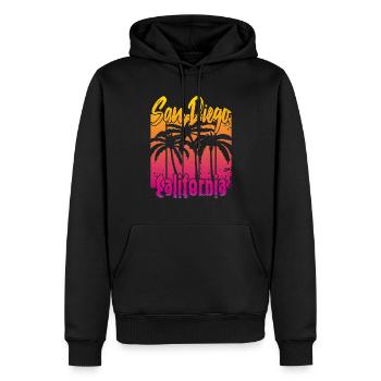 Vintage San Diego Californie - Sweat à capuche Premium bio Homme - noir - Devant - Nico (187cm)