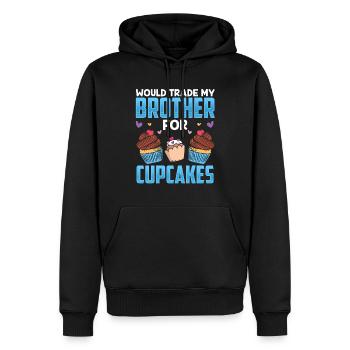 J’échangerais mon frère contre des cupcakes sucrés - Sweat à capuche Premium bio Homme - noir - Devant - Nico (187cm)