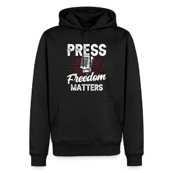 La liberté de la presse est importante - Sweat à capuche Premium bio Homme - noir - Devant - Nico (187cm)