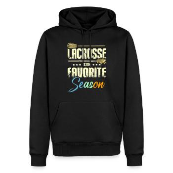 Lacrosse is my favorite season - Männer Premium Bio Hoodie - Schwarz - Vorne - Nico (187cm)