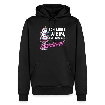 Ich Liebe Wein Ich Bin ein Einhorn - Männer Premium Bio Hoodie - Schwarz - Vorne - Nico (187cm)