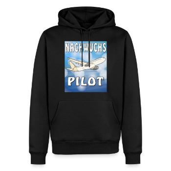 FLUGZEUG NACHWUCHS PILOT - Männer Premium Bio Hoodie - Schwarz - Vorne - Nico (187cm)