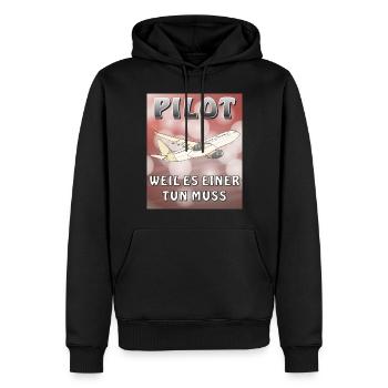 FLUGZEUG PILOT WEIL ES EINER TUN MUSS - Männer Premium Bio Hoodie - Schwarz - Vorne - Nico (187cm)