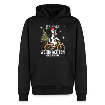 KUH FAHRRAD ICH HABE WEIHNACHTEN GESEHEN - Männer Premium Bio Hoodie - Schwarz - Vorne - Nico (187cm)
