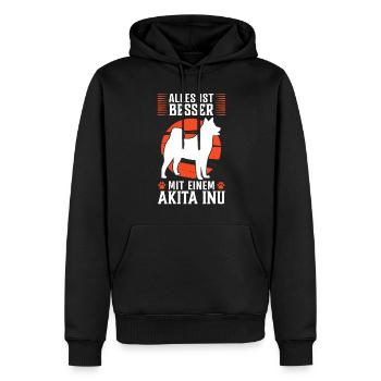 Alles ist besser mit Akita Inu japanischer Spitz - Männer Premium Bio Hoodie - Schwarz - Vorne - Nico (187cm)
