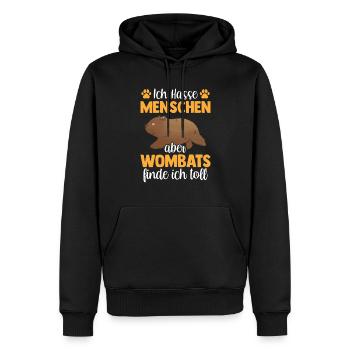 Wombat finde ich toll Australien Beuteltier - Männer Premium Bio Hoodie - Schwarz - Vorne - Nico (187cm)