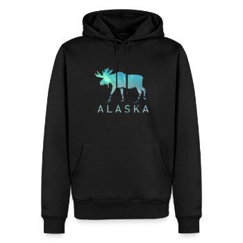 Alaska Geschenk USA Natur Bär Denali Grizzly Wald - Männer Premium Bio Hoodie - Schwarz - Vorne - Nico (187cm)