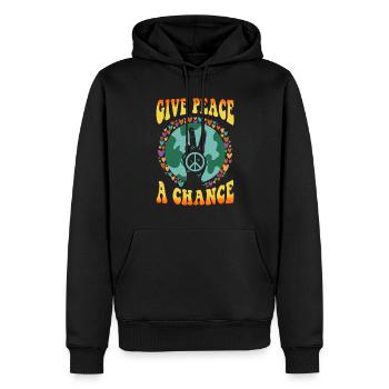 Hippie Tshirt Peace Bewegung Woodstock Boho Groove - Männer Premium Bio Hoodie - Schwarz - Vorne - Nico (187cm)