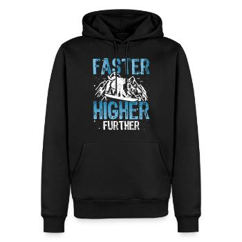 Snowboarder plus vite plus haut snowboarder plus haut - Sweat à capuche Premium bio Homme - noir - Devant - Nico (187cm)
