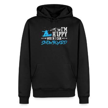 Snowboarder à Happy When I Can Snowboard - Sweat à capuche Premium bio Homme - noir - Devant - Nico (187cm)