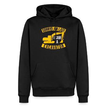 Baggerfahrer I Saw A Excavator - Männer Premium Bio Hoodie - Schwarz - Vorne - Nico (187cm)