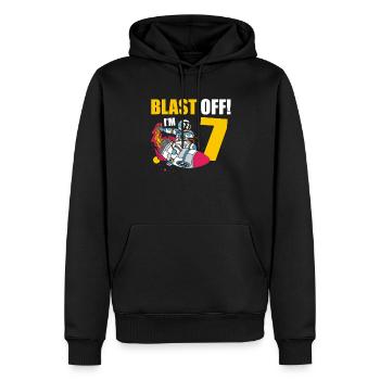 Je suis 7 Astronaut Lover Spaceship Joyeux anniversaire - Sweat à capuche Premium bio Homme - noir - Devant - Nico (187cm)