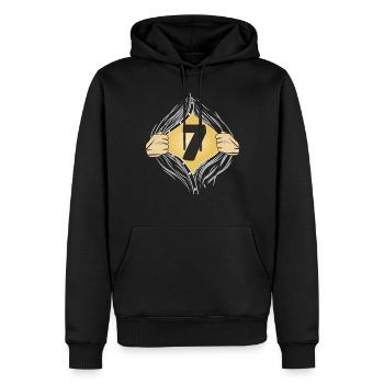 7 HEMD AUFZIEHEN - Männer Premium Bio Hoodie - Schwarz - Vorne - Nico (187cm)