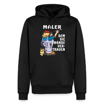 MALER DEM DIE WÄNDE VERTRAUEN - Männer Premium Bio Hoodie - Schwarz - Vorne - Nico (187cm)