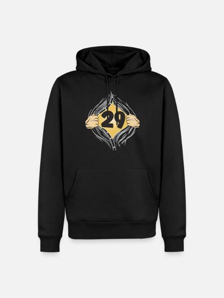 29 HEMD AUFZIEHEN - Männer Premium Bio Hoodie - Schwarz