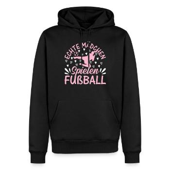 De vraies filles jouent au football - Joueur de football G - Sweat à capuche Premium bio Homme - noir - Devant - Nico (187cm)