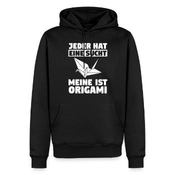 Jeder hat eine Sucht meine ist Origami - Männer Premium Bio Hoodie - Schwarz - Vorne - Nico (187cm)