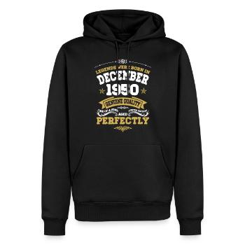 Millésime parfaitement vieilli décembre 1950 - Sweat à capuche Premium bio Homme - noir - Devant - Nico (187cm)