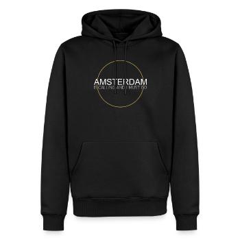 Amsterdam - Männer Premium Bio Hoodie - Schwarz - Vorne - Nico (187cm)